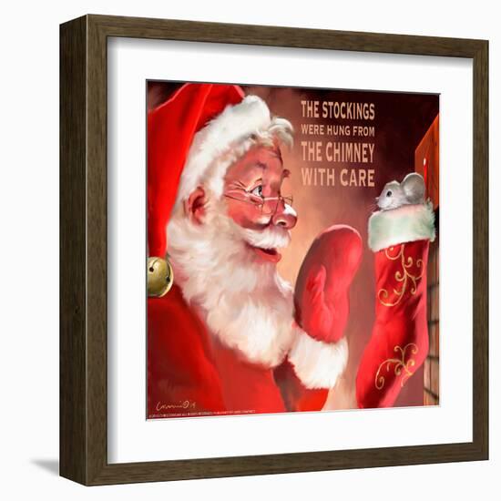 Santa 3 Stockings-Chris Consani-Framed Art Print