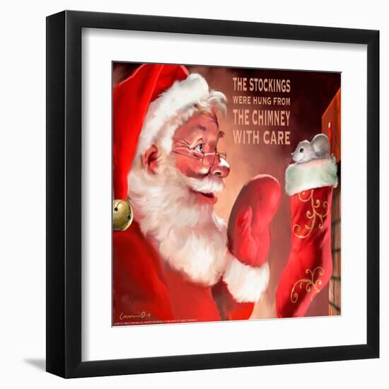 Santa 3 Stockings-Chris Consani-Framed Art Print