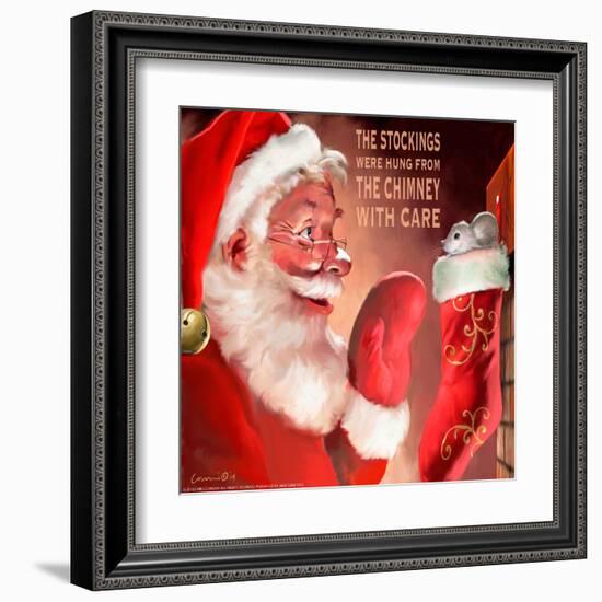 Santa 3 Stockings-Chris Consani-Framed Art Print