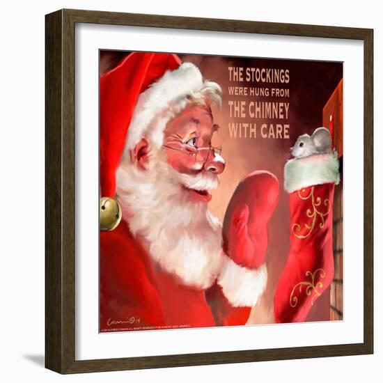 Santa 3 Stockings-Chris Consani-Framed Art Print