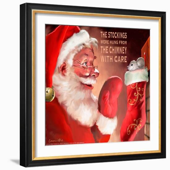 Santa 3 Stockings-Chris Consani-Framed Art Print