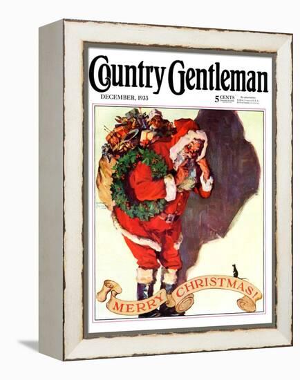 "Santa and Christmas Mouse," Country Gentleman Cover, December 1, 1933-William Meade Prince-Framed Premier Image Canvas