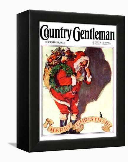 "Santa and Christmas Mouse," Country Gentleman Cover, December 1, 1933-William Meade Prince-Framed Premier Image Canvas