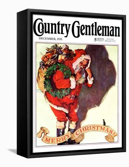 "Santa and Christmas Mouse," Country Gentleman Cover, December 1, 1933-William Meade Prince-Framed Premier Image Canvas