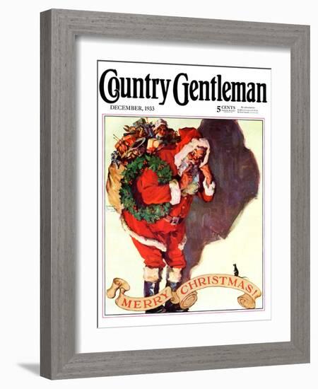 "Santa and Christmas Mouse," Country Gentleman Cover, December 1, 1933-William Meade Prince-Framed Giclee Print