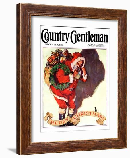 "Santa and Christmas Mouse," Country Gentleman Cover, December 1, 1933-William Meade Prince-Framed Giclee Print