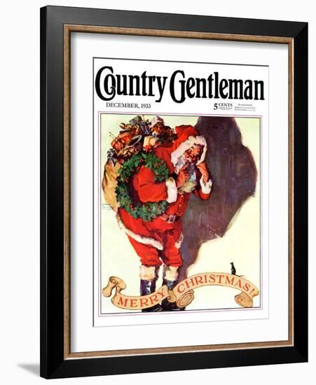 "Santa and Christmas Mouse," Country Gentleman Cover, December 1, 1933-William Meade Prince-Framed Giclee Print