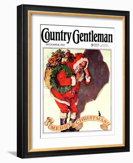 "Santa and Christmas Mouse," Country Gentleman Cover, December 1, 1933-William Meade Prince-Framed Giclee Print