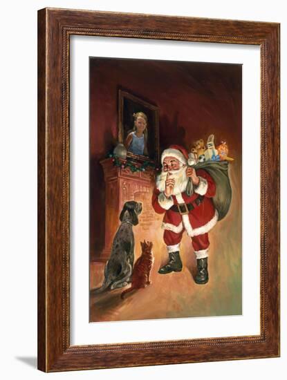 Santa and Family Pets-Hal Frenck-Framed Giclee Print