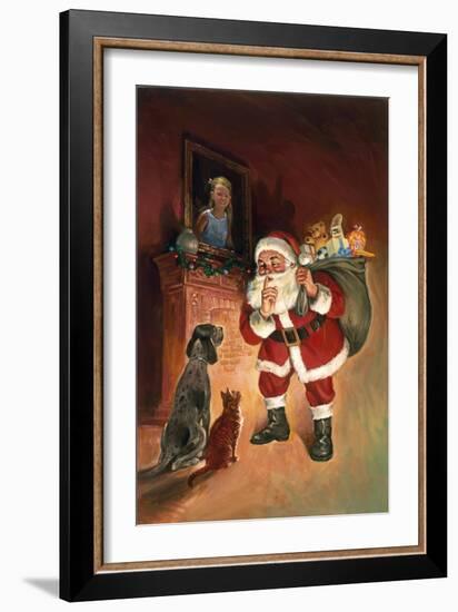 Santa and Family Pets-Hal Frenck-Framed Giclee Print