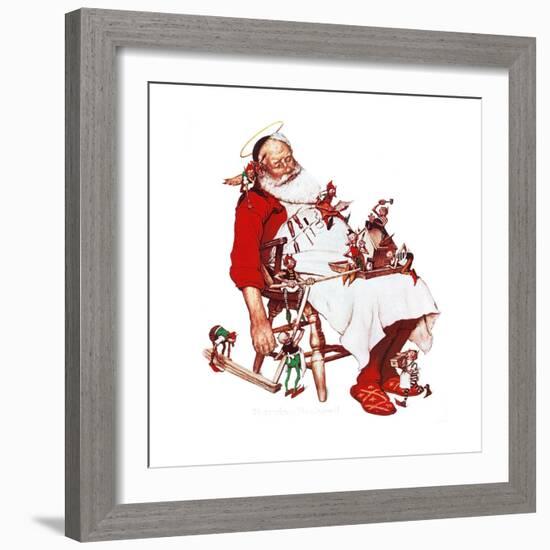 Santa and Helpers-Norman Rockwell-Framed Giclee Print