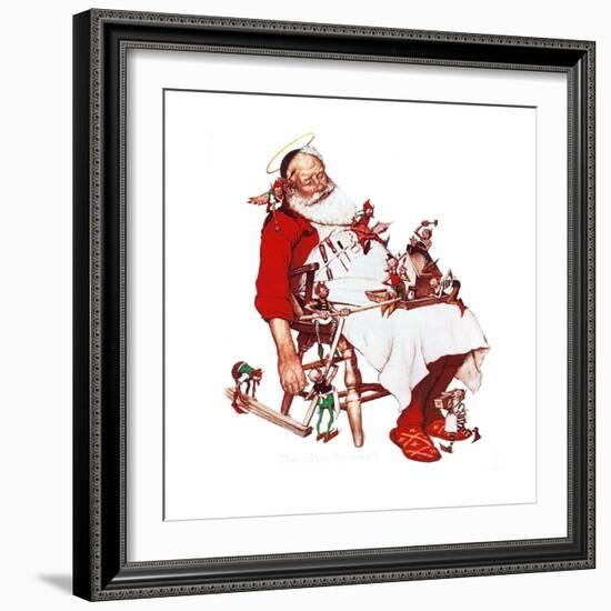 Santa and Helpers-Norman Rockwell-Framed Giclee Print