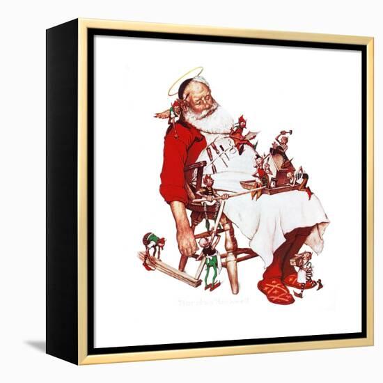 Santa and Helpers-Norman Rockwell-Framed Premier Image Canvas