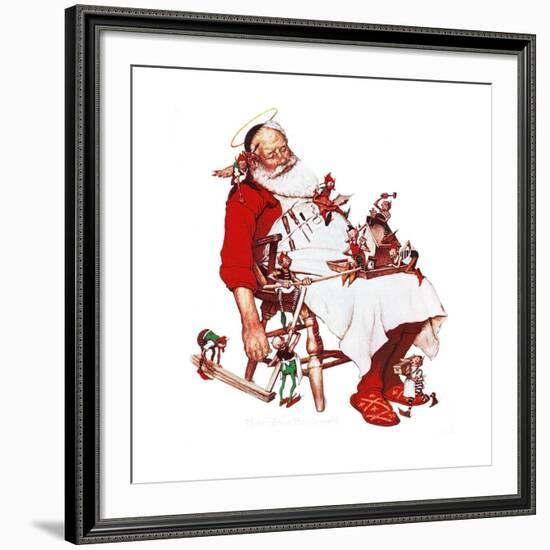 Santa and Helpers-Norman Rockwell-Framed Giclee Print