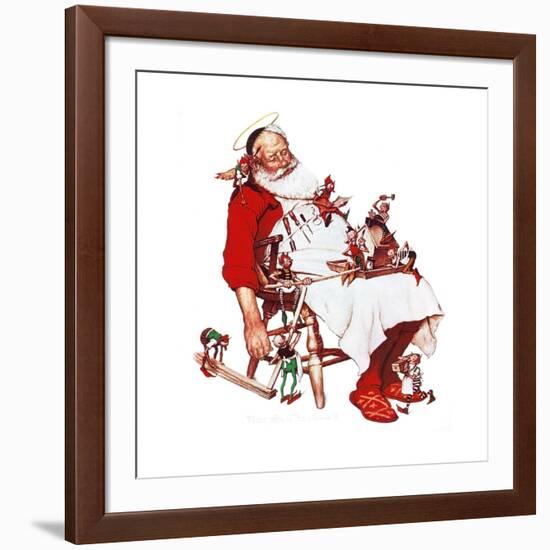 Santa and Helpers-Norman Rockwell-Framed Giclee Print