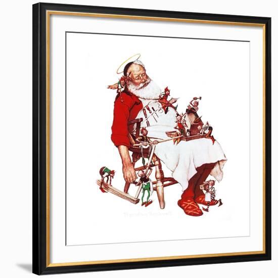 Santa and Helpers-Norman Rockwell-Framed Giclee Print