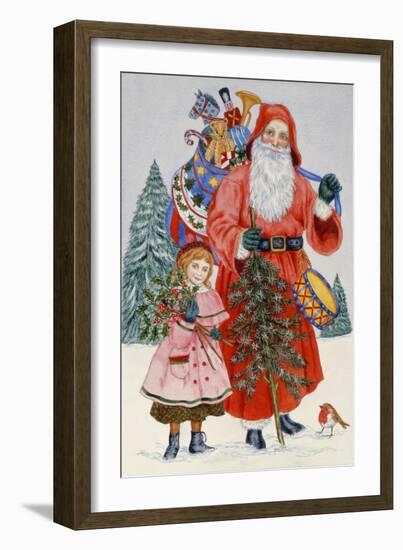 Santa and His Helper (W/C on Paper)-Catherine Bradbury-Framed Giclee Print