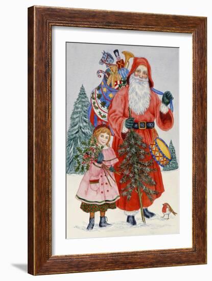 Santa and His Helper (W/C on Paper)-Catherine Bradbury-Framed Giclee Print