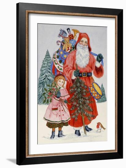 Santa and His Helper (W/C on Paper)-Catherine Bradbury-Framed Giclee Print