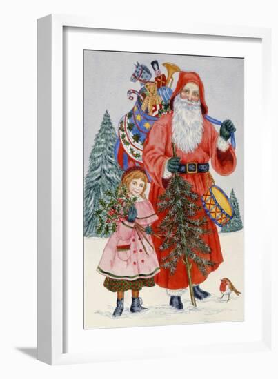 Santa and His Helper (W/C on Paper)-Catherine Bradbury-Framed Giclee Print