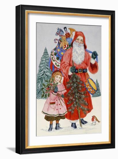 Santa and His Helper (W/C on Paper)-Catherine Bradbury-Framed Giclee Print