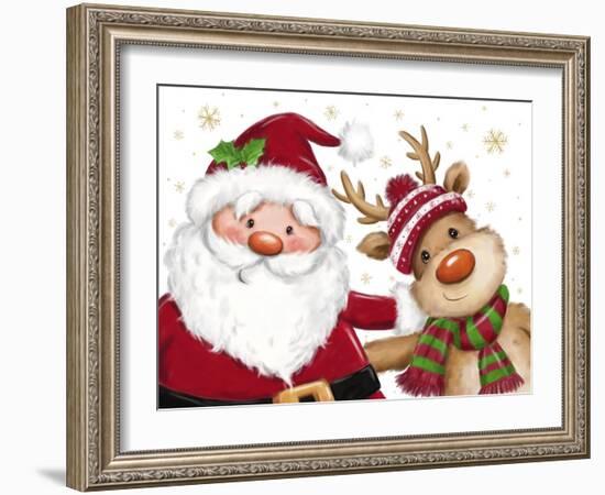 Santa and Reindeer-MAKIKO-Framed Giclee Print