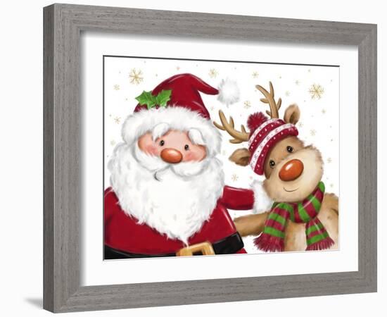 Santa and Reindeer-MAKIKO-Framed Giclee Print