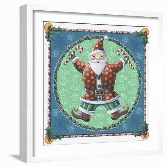 Santa and Snowflakes-Michele Meissner-Framed Giclee Print