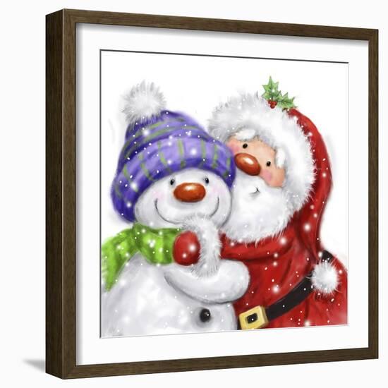 Santa And Snowman 2-MAKIKO-Framed Giclee Print