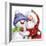 Santa And Snowman 2-MAKIKO-Framed Giclee Print