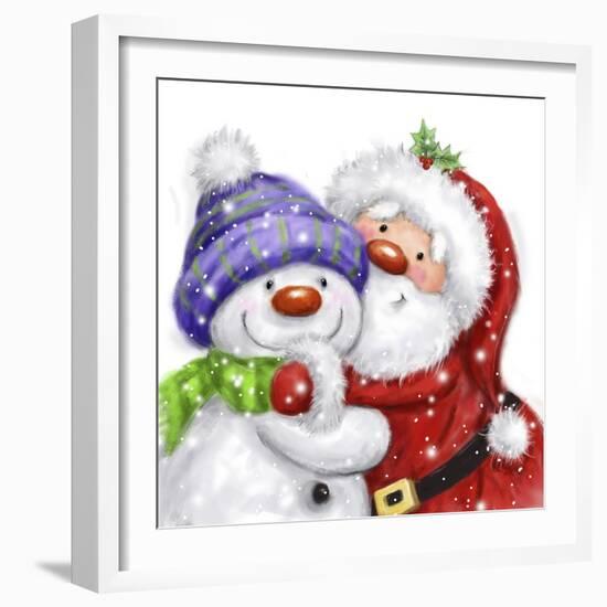 Santa And Snowman 2-MAKIKO-Framed Giclee Print