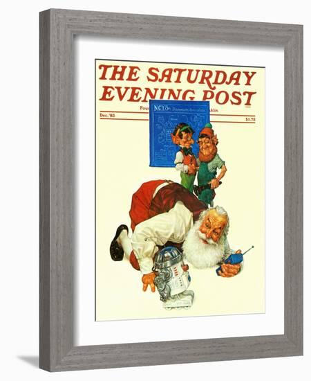 "Santa and the Robot," Saturday Evening Post Cover, December 1, 1983-Scott Gustafson-Framed Giclee Print