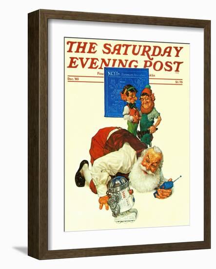 "Santa and the Robot," Saturday Evening Post Cover, December 1, 1983-Scott Gustafson-Framed Giclee Print