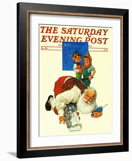 "Santa and the Robot," Saturday Evening Post Cover, December 1, 1983-Scott Gustafson-Framed Giclee Print