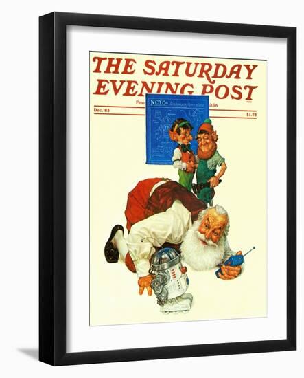 "Santa and the Robot," Saturday Evening Post Cover, December 1, 1983-Scott Gustafson-Framed Giclee Print