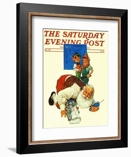 "Santa and the Robot," Saturday Evening Post Cover, December 1, 1983-Scott Gustafson-Framed Giclee Print