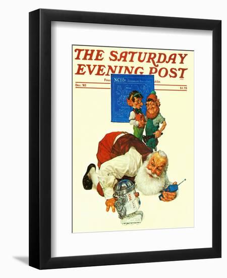 "Santa and the Robot," Saturday Evening Post Cover, December 1, 1983-Scott Gustafson-Framed Giclee Print