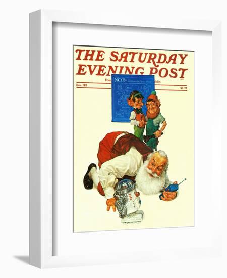 "Santa and the Robot," Saturday Evening Post Cover, December 1, 1983-Scott Gustafson-Framed Giclee Print