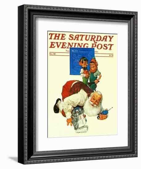 "Santa and the Robot," Saturday Evening Post Cover, December 1, 1983-Scott Gustafson-Framed Giclee Print