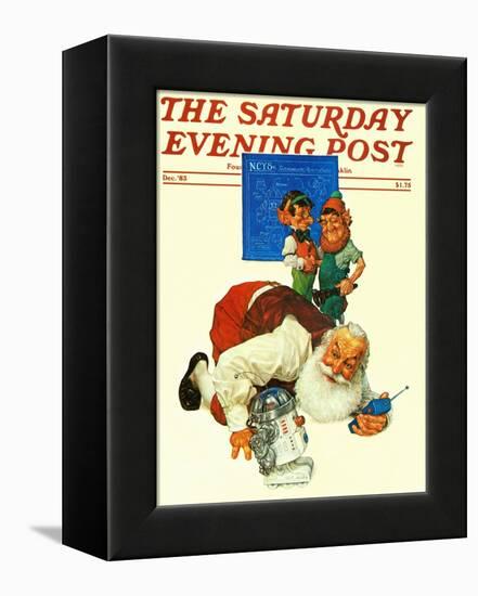 "Santa and the Robot," Saturday Evening Post Cover, December 1, 1983-Scott Gustafson-Framed Premier Image Canvas