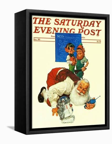 "Santa and the Robot," Saturday Evening Post Cover, December 1, 1983-Scott Gustafson-Framed Premier Image Canvas