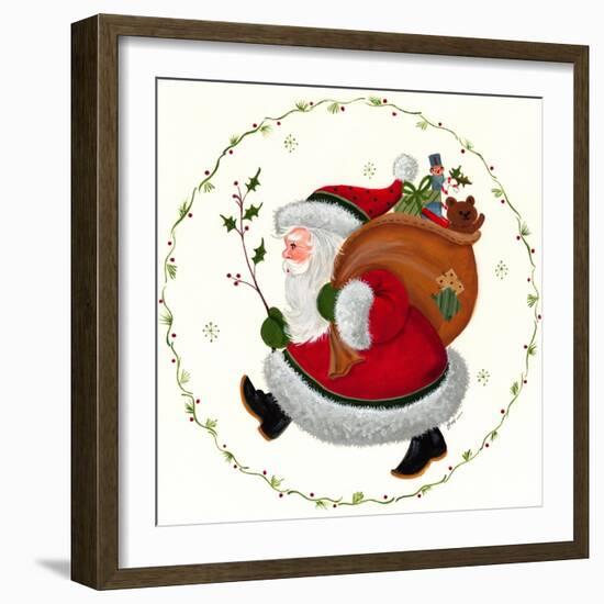 Santa and Toy Sack-Beverly Johnston-Framed Giclee Print