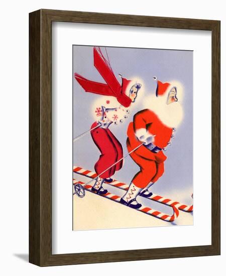 Santa and Woman Together on Candy Cane Skis, National Museum of American History, Archives Center-null-Framed Premium Giclee Print