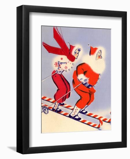 Santa and Woman Together on Candy Cane Skis, National Museum of American History, Archives Center-null-Framed Premium Giclee Print