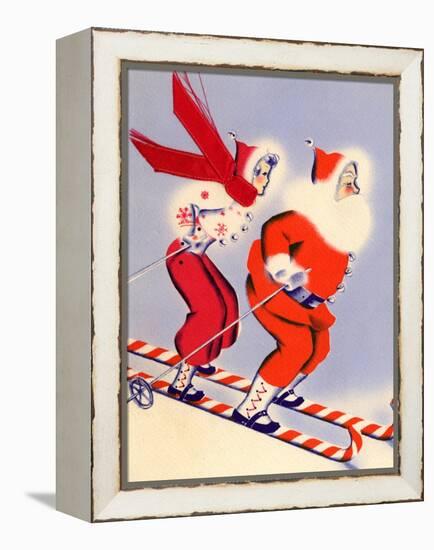 Santa and Woman Together on Candy Cane Skis, National Museum of American History, Archives Center-null-Framed Stretched Canvas