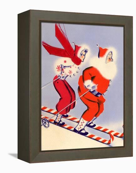 Santa and Woman Together on Candy Cane Skis, National Museum of American History, Archives Center-null-Framed Stretched Canvas