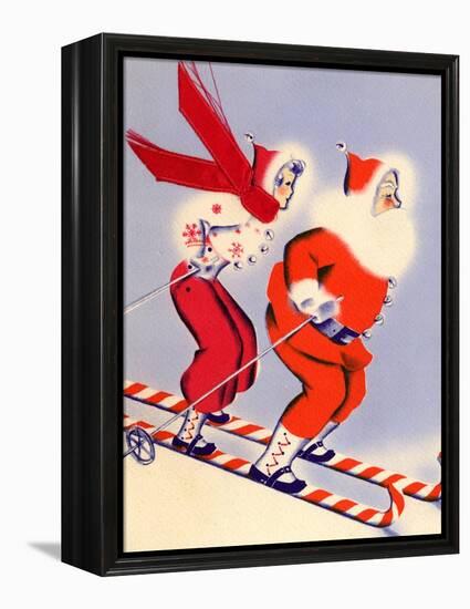 Santa and Woman Together on Candy Cane Skis, National Museum of American History, Archives Center-null-Framed Stretched Canvas