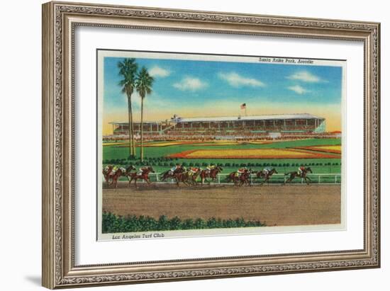 Santa Anita Park Horse Races - Arcadia, CA-Lantern Press-Framed Premium Giclee Print