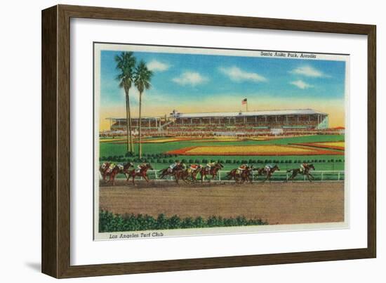 Santa Anita Park Horse Races - Arcadia, CA-Lantern Press-Framed Premium Giclee Print