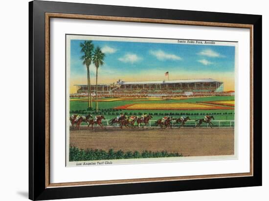 Santa Anita Park Horse Races - Arcadia, CA-Lantern Press-Framed Premium Giclee Print